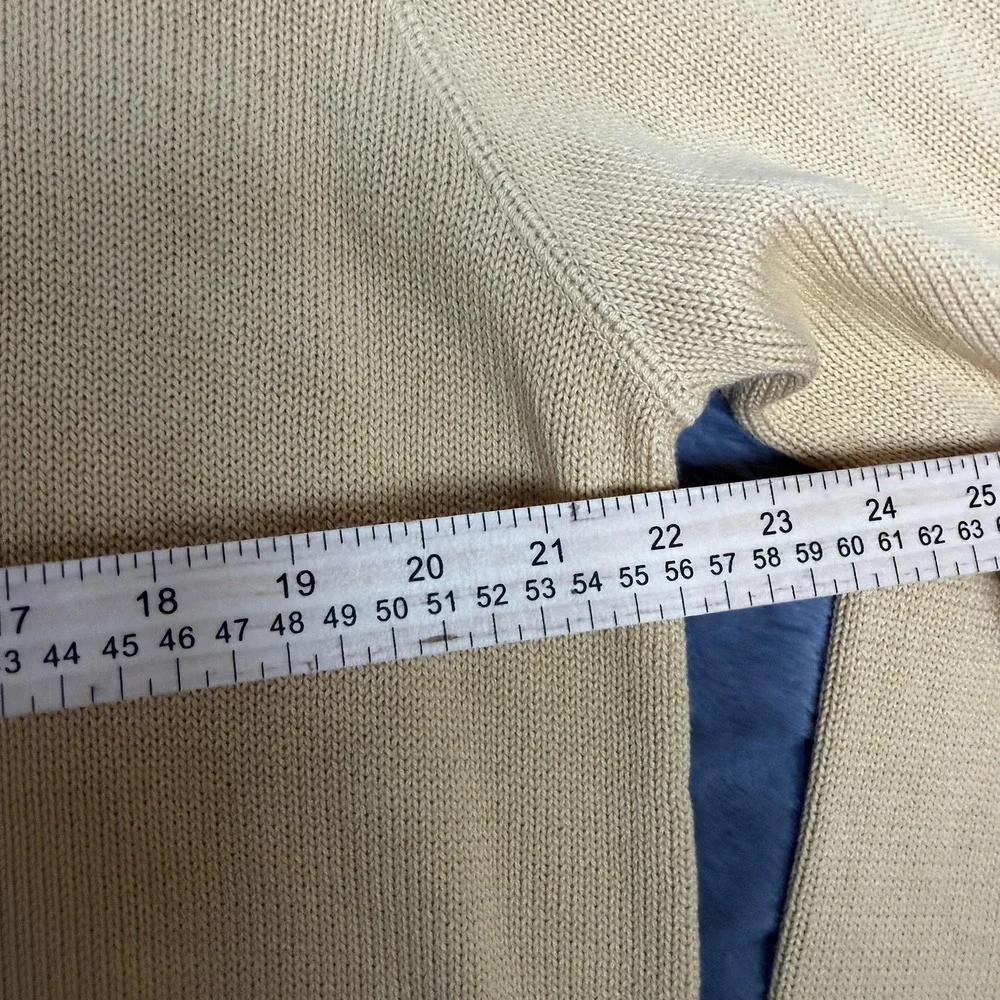 Eddie Bauer Sweater Mens Large Yellow Cotton Henley Crewneck Knit Pullover - Picture 6 of 9